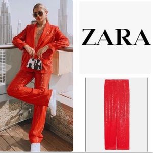 Zara Bloggers Favorite Red Sequin Pants L